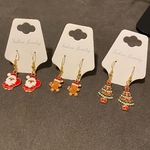 Santa Ginger bread man and Christmas tree earrings cute fashion jewelry New